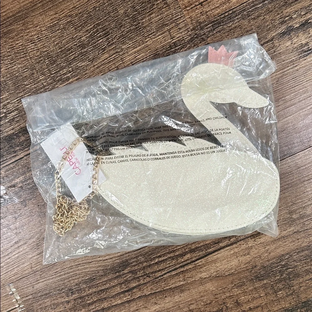 Capelli of New York Swan Purse with Pink and White Accents